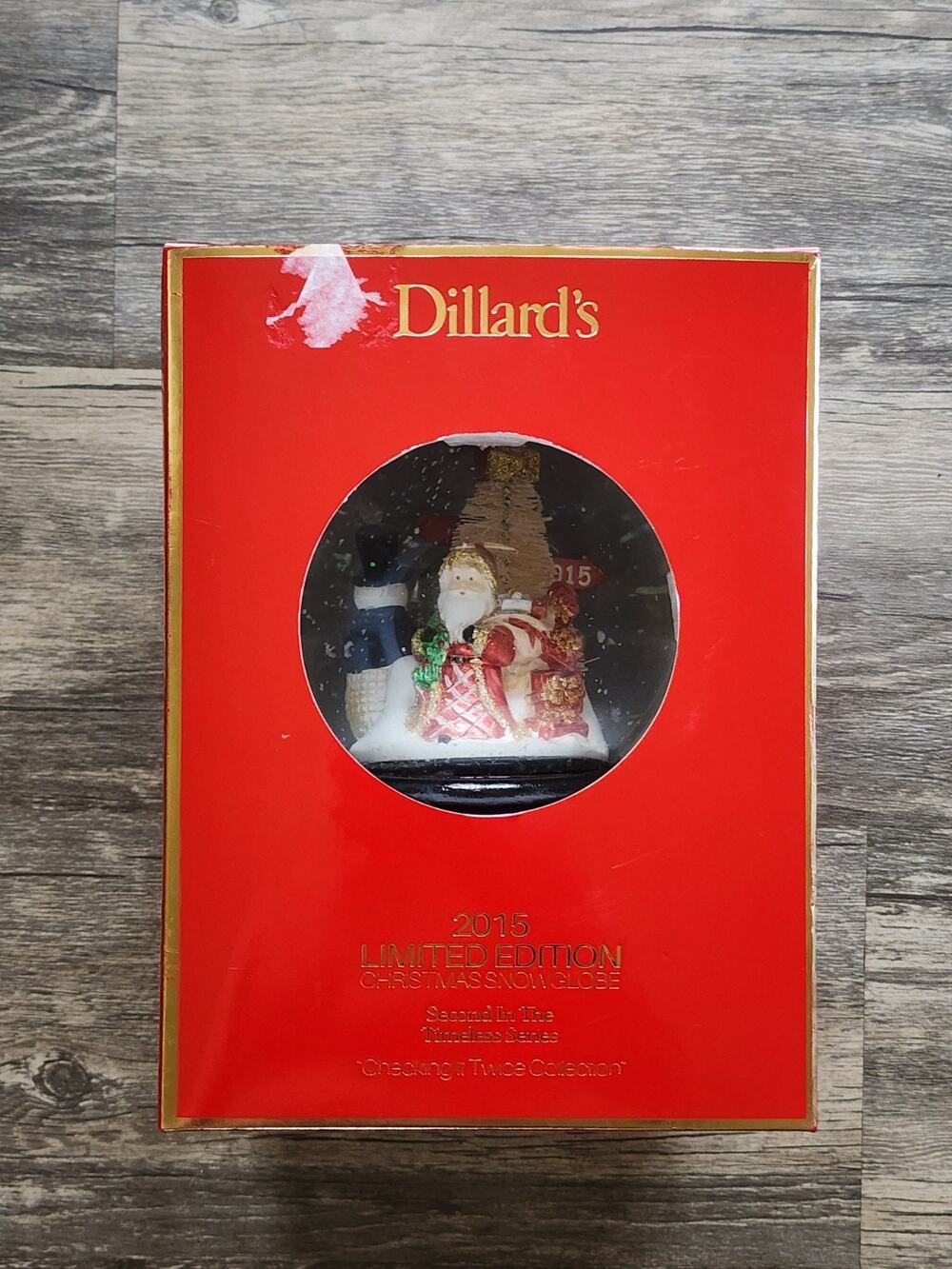 Dillard's 2015 Limited Edition Christmas Snow Globe "Checking It Twice" Holiday